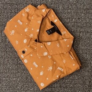 RVCA Kimura SS Button Down Shirt Mens Large Graphic All Over Print NEW $66